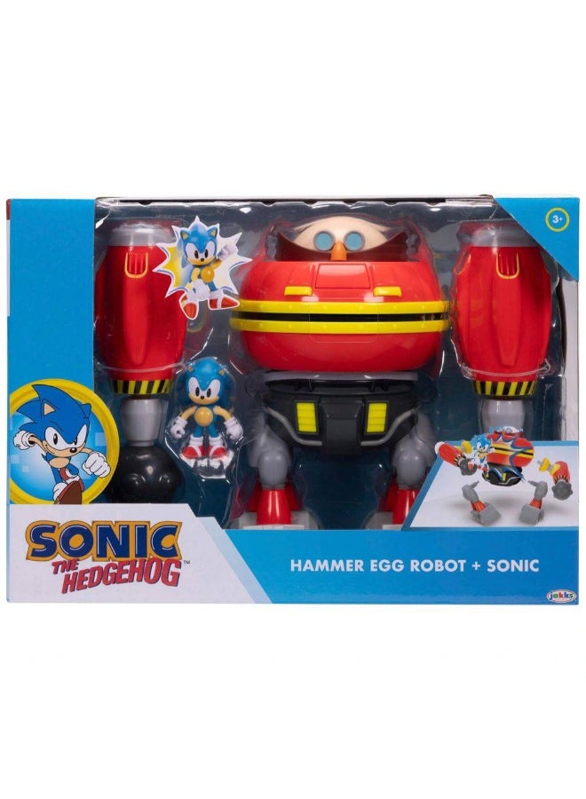 Sonic The Hedgehog لعبة مجموعة شخصية سونيك القنفذ وروبوت بيضة المطرقة (6.35 سم) - Image 1